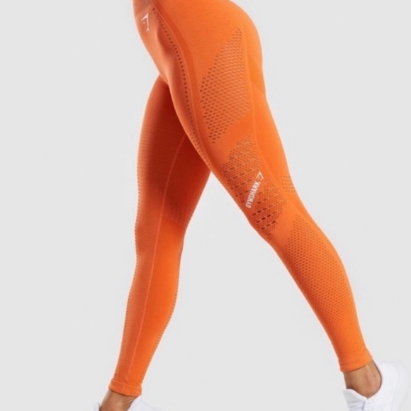 Gymshark Womens Flawless knit Leggings Oranhe Size small orange workout leggings - Picture 6 of 11